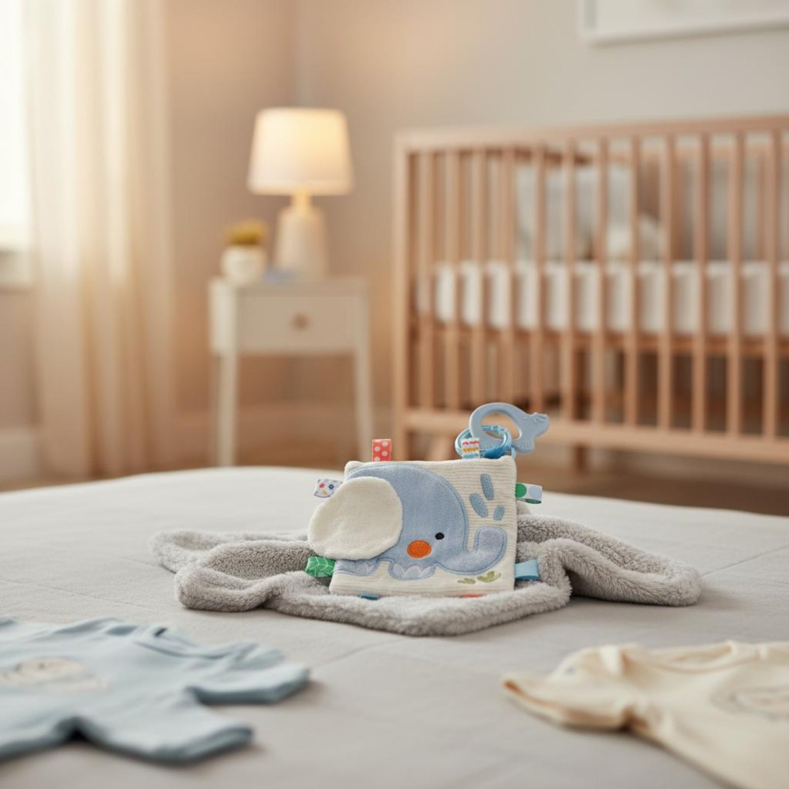 Baby Nursery Gender Neutral - Doudou Éléphant Ultra-Doux, Serviette de Confort