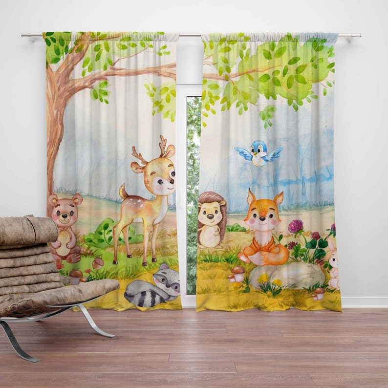Baby Nursery Blackout Curtains - Rideaux animaux de la forêt, pour