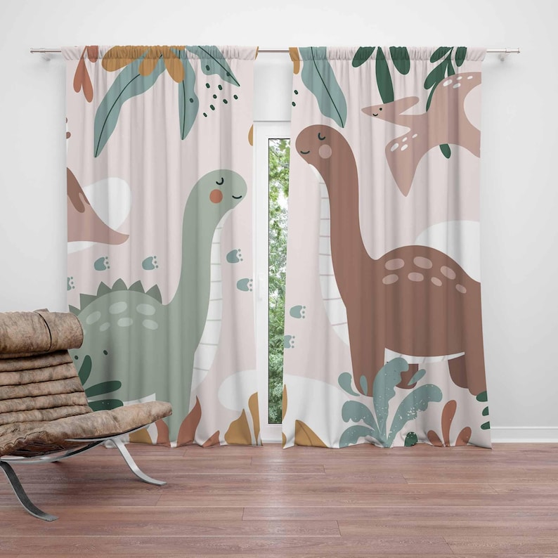Baby Nursery Blackout Curtains - Rideaux de chambre d'enfant dinosaure, noirs,