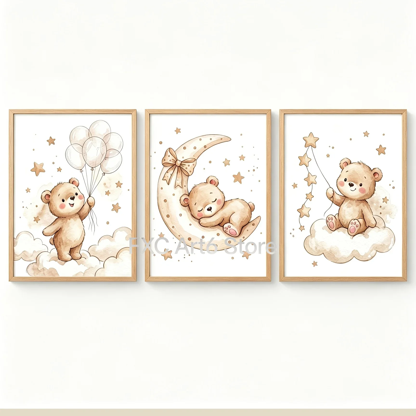Baby Nursery Gender Neutral - 3 pièces sans cadre - 2D,