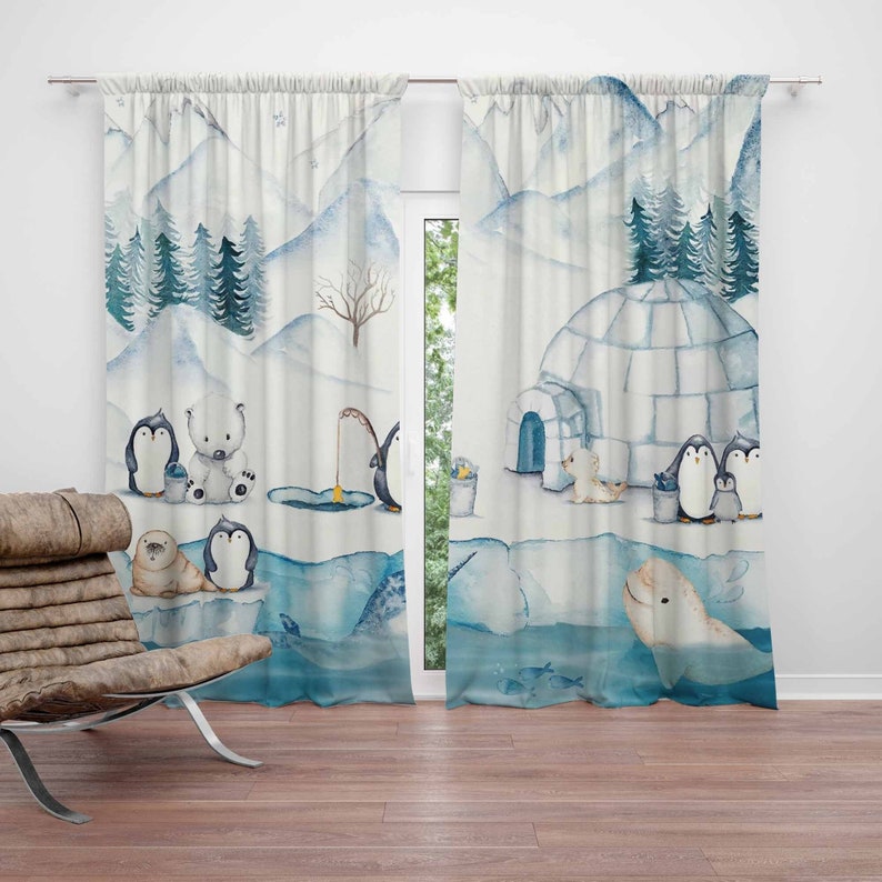 Baby Nursery Blackout Curtains - Rideau de chambre d'enfant animaux arctiques,
