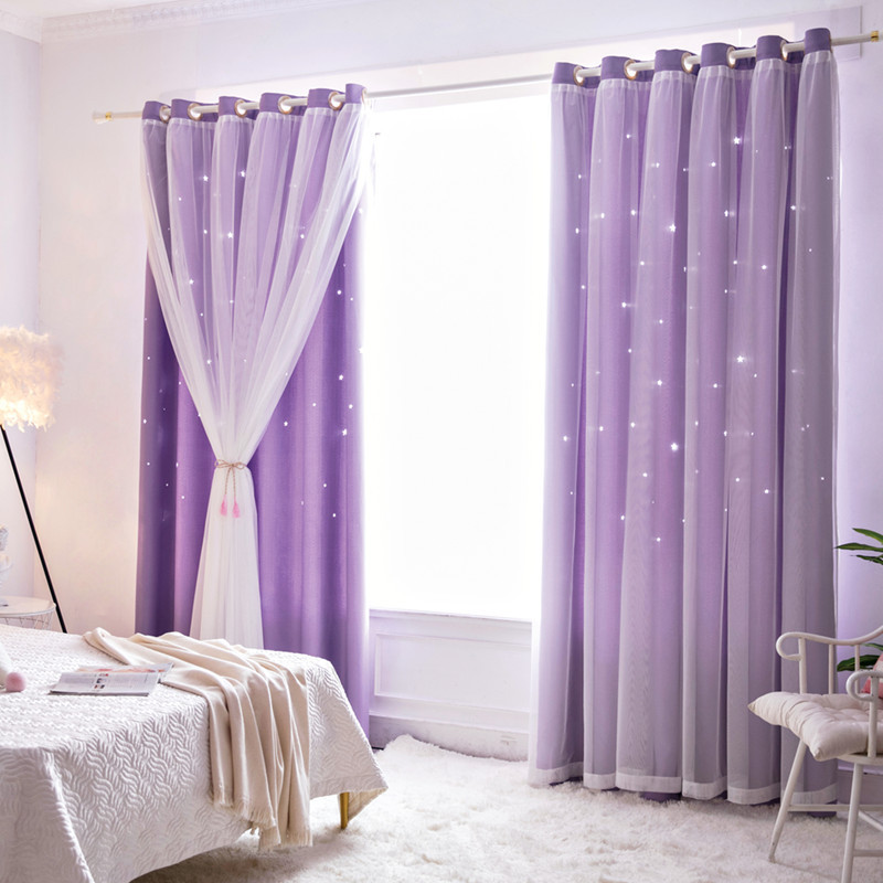Baby Nursery Blackout Curtains - Rideau de fenêtre ajouré avec étoiles,