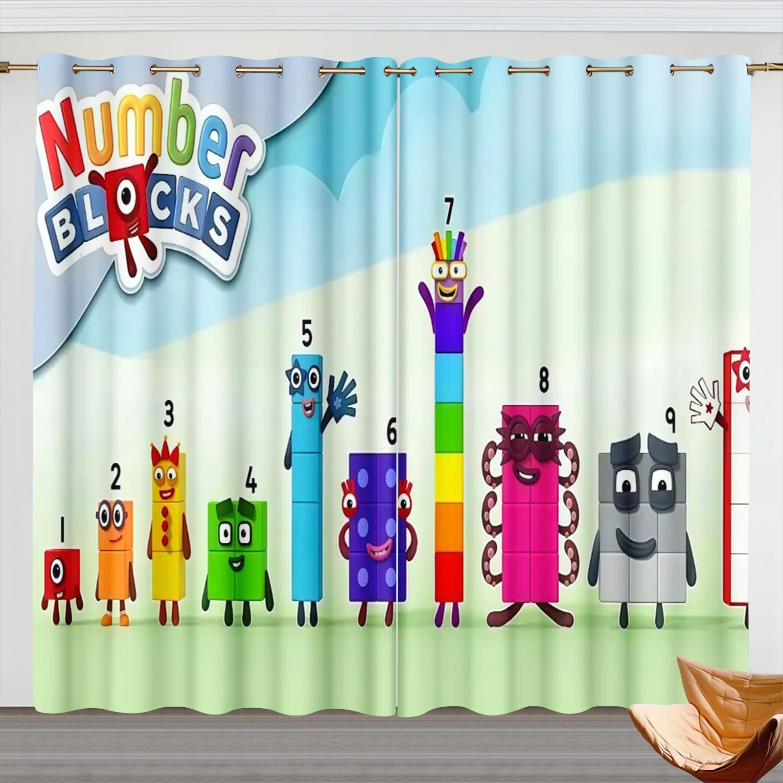 Baby Nursery Blackout Curtains - Rideaux de dessin animé Numberblocks, rideaux