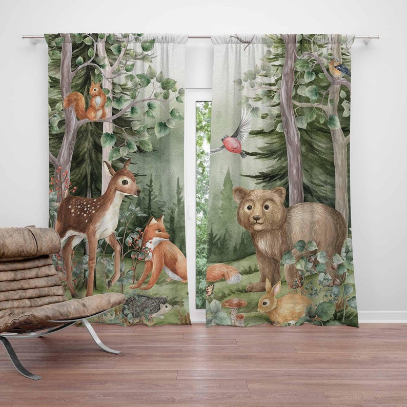 Baby Nursery Blackout Curtains - Rideaux animaux de la forêt pour