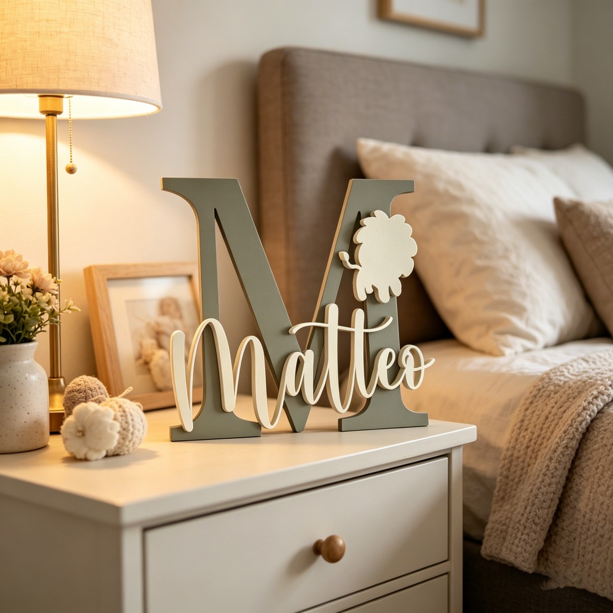 Baby Nursery In - 1 plaque nominative en bois personnalisée