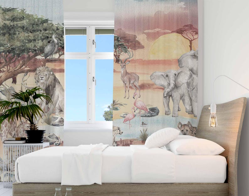 Rideau animaux Safari pour cha - Baby Nursery Blackout Curtains avis et prix