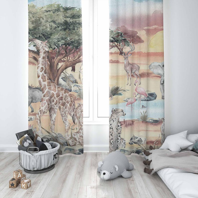 Rideau animaux Safari pour cha - Baby Nursery Blackout Curtains avis et prix