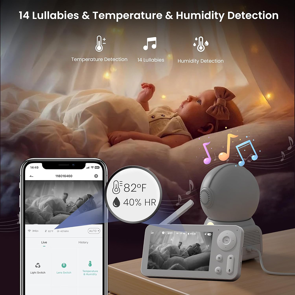 Babyphone 2K avec 2 caméras et - Baby Nursery Music avis et prix