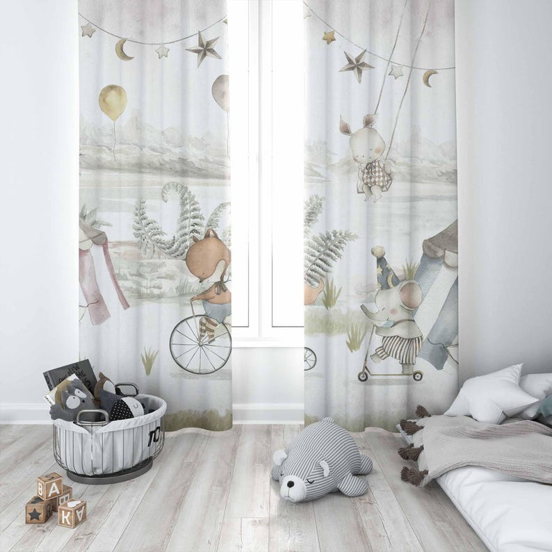 Rideaux animaux de cirque, pou - Baby Nursery Blackout Curtains avis et prix