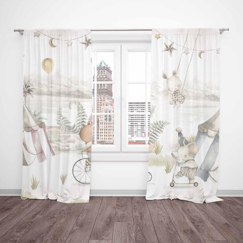 Rideaux animaux de cirque, pou - Baby Nursery Blackout Curtains avis et prix