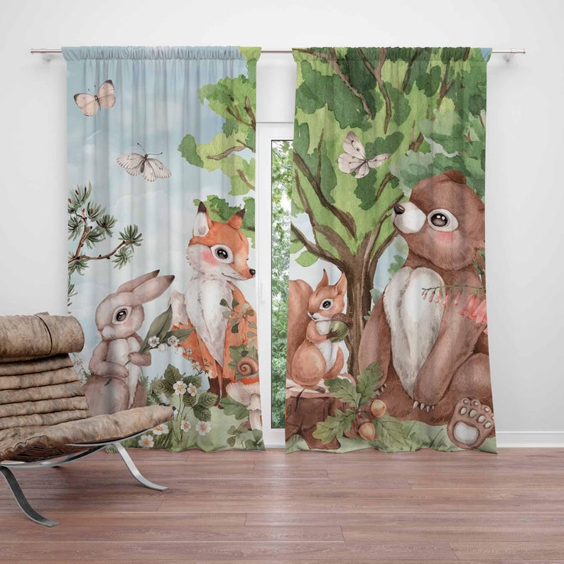 Rideaux animaux de la forêt, p - Baby Nursery Blackout Curtains avis et prix