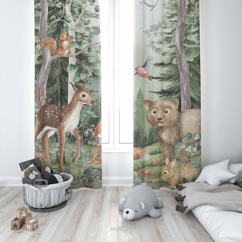 Rideaux animaux de la forêt po - Baby Nursery Blackout Curtains avis et prix